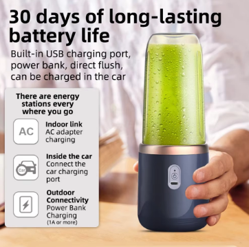 Portable Electric Juicer Blender | 6 Blades, 400ml, USB-C Charging & 2 Cups