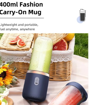 Portable Electric Juicer Blender | 6 Blades, 400ml, USB-C Charging & 2 Cups