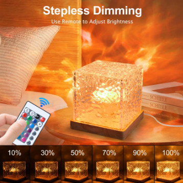 Crystal Water Ripple Cube Lamp – 16 Colour RGB Night Light