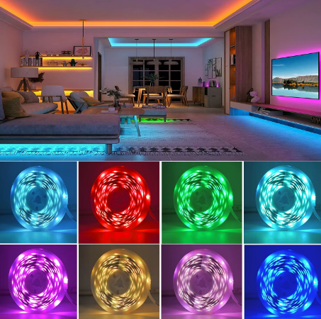 RGB LED Strip Lights – App & Remote Control, 16M Colours (0.5m–30m)