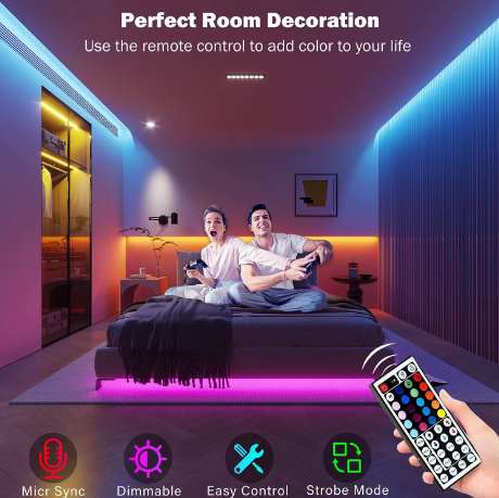 RGB LED Strip Lights – App & Remote Control, 16M Colours (0.5m–30m)