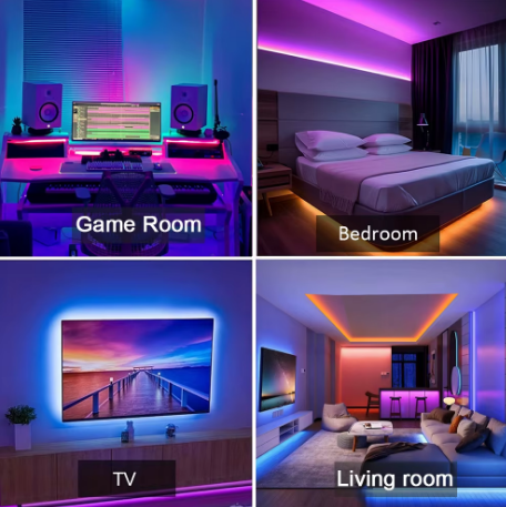 RGB LED Strip Lights – App & Remote Control, 16M Colours (0.5m–30m)